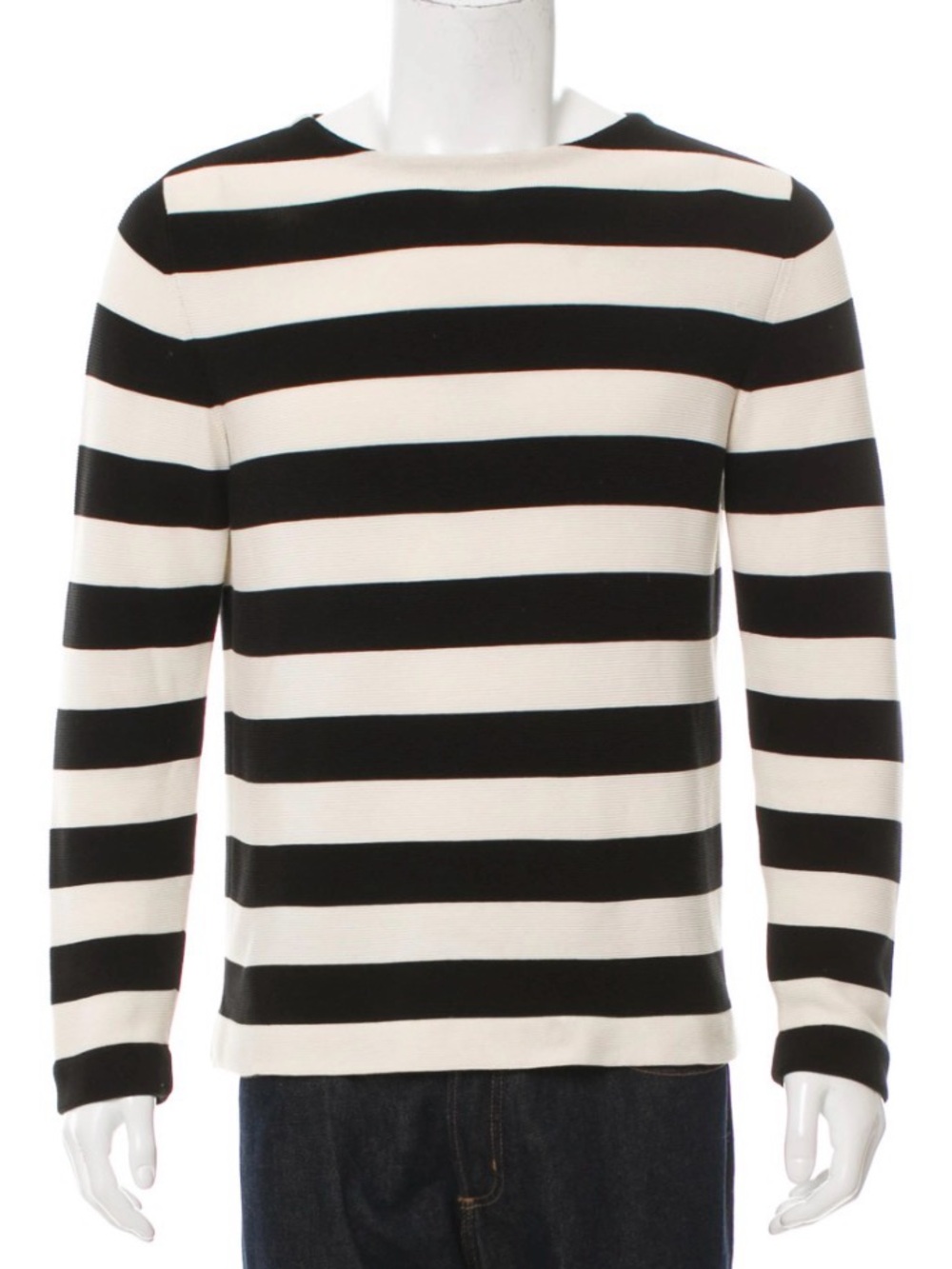 Gucci Black and Cream Striped Crewneck Sweater